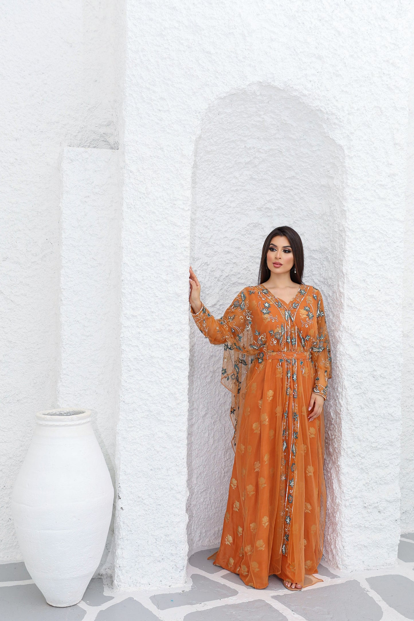 tangerine orange sena kaftan