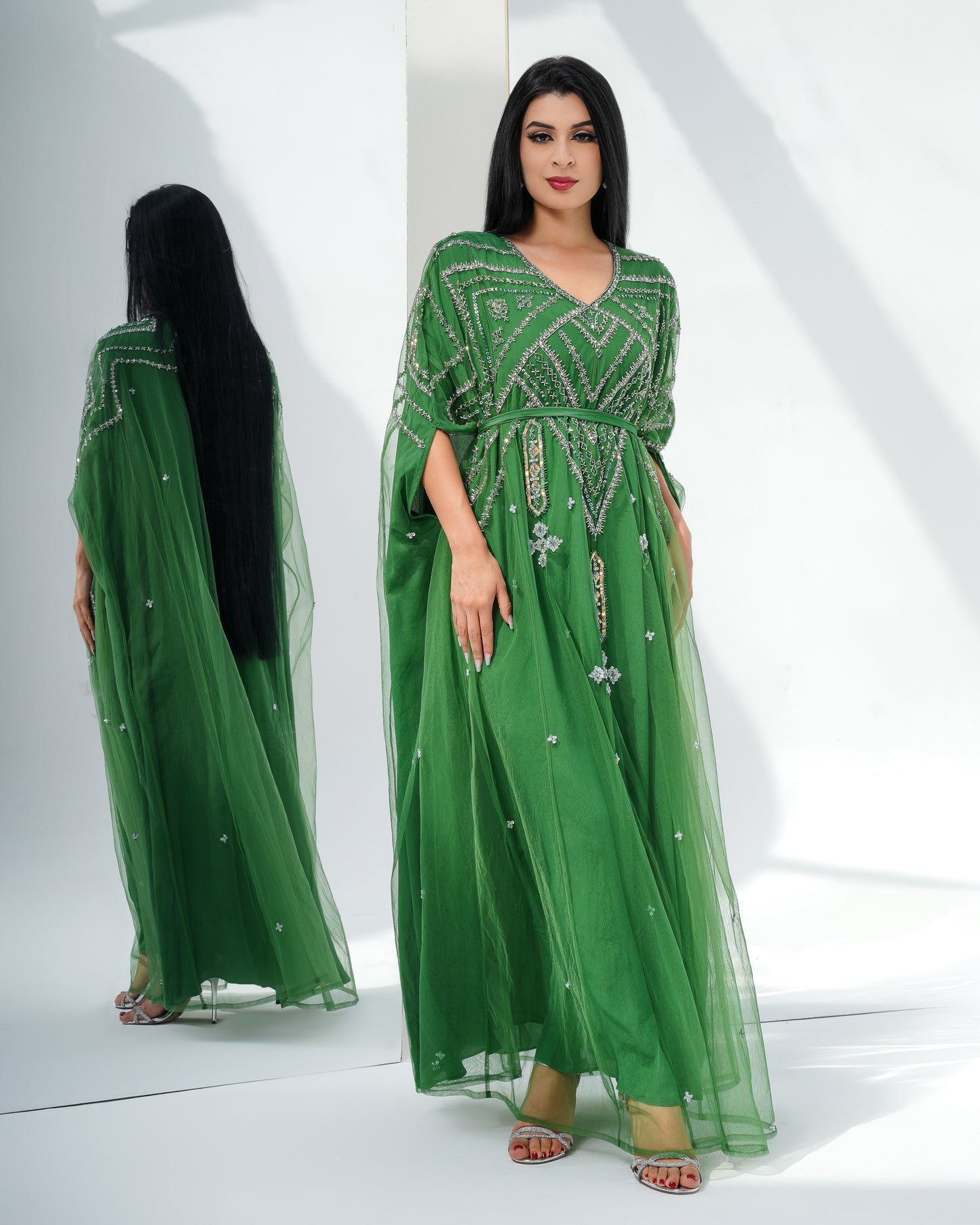 electric green Louise kaftan