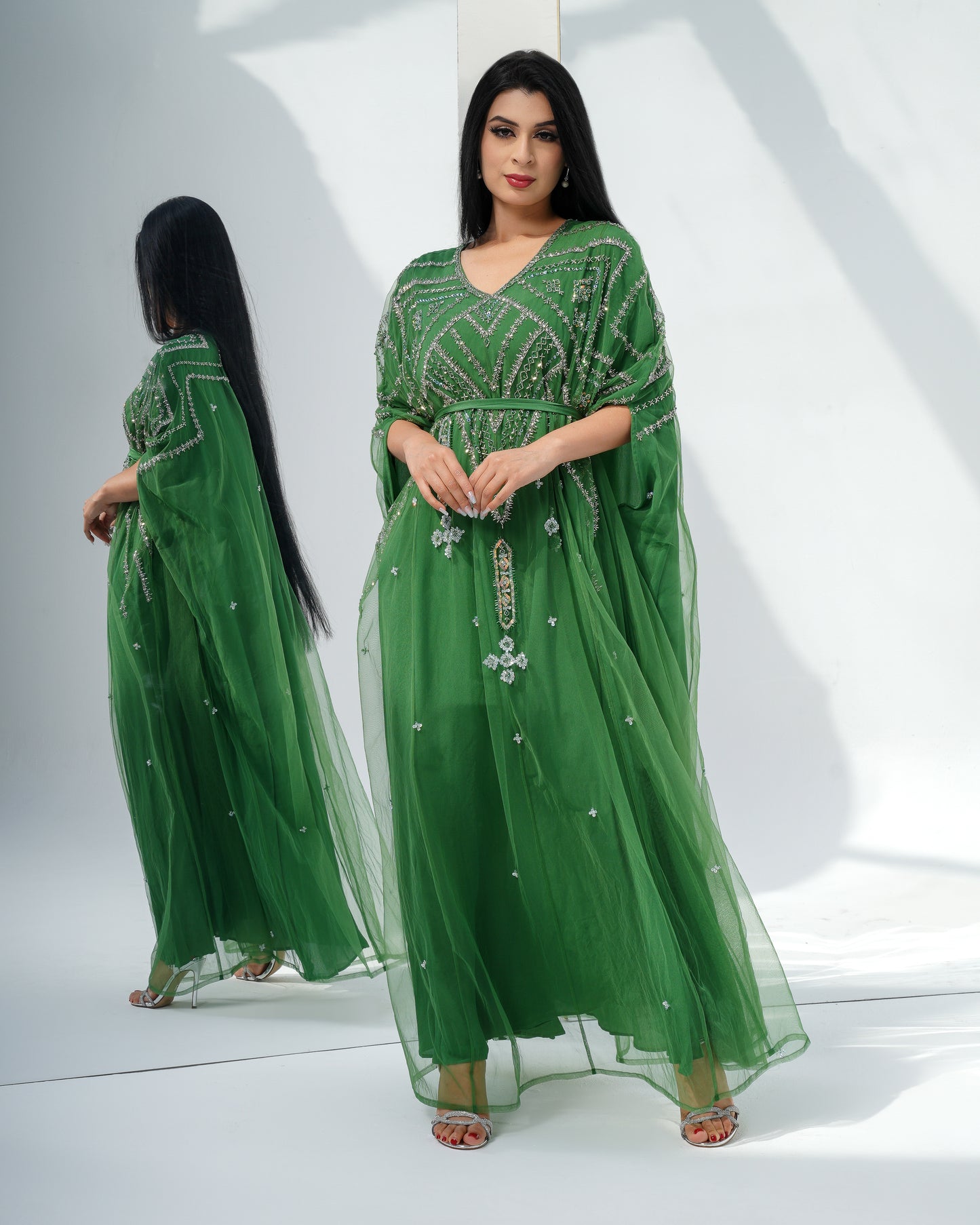 electric green Louise kaftan