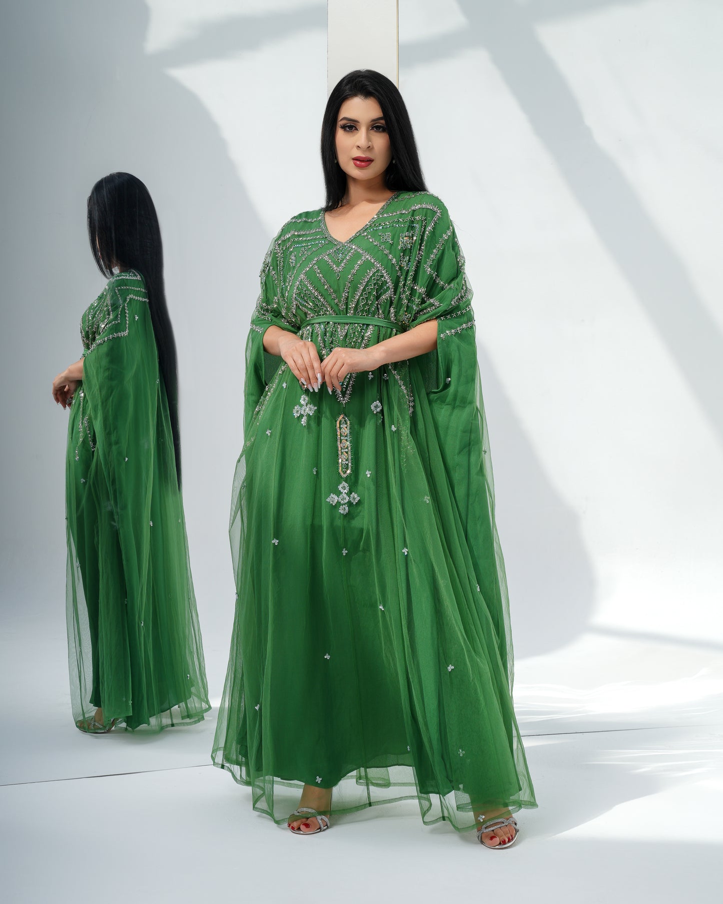 electric green Louise kaftan