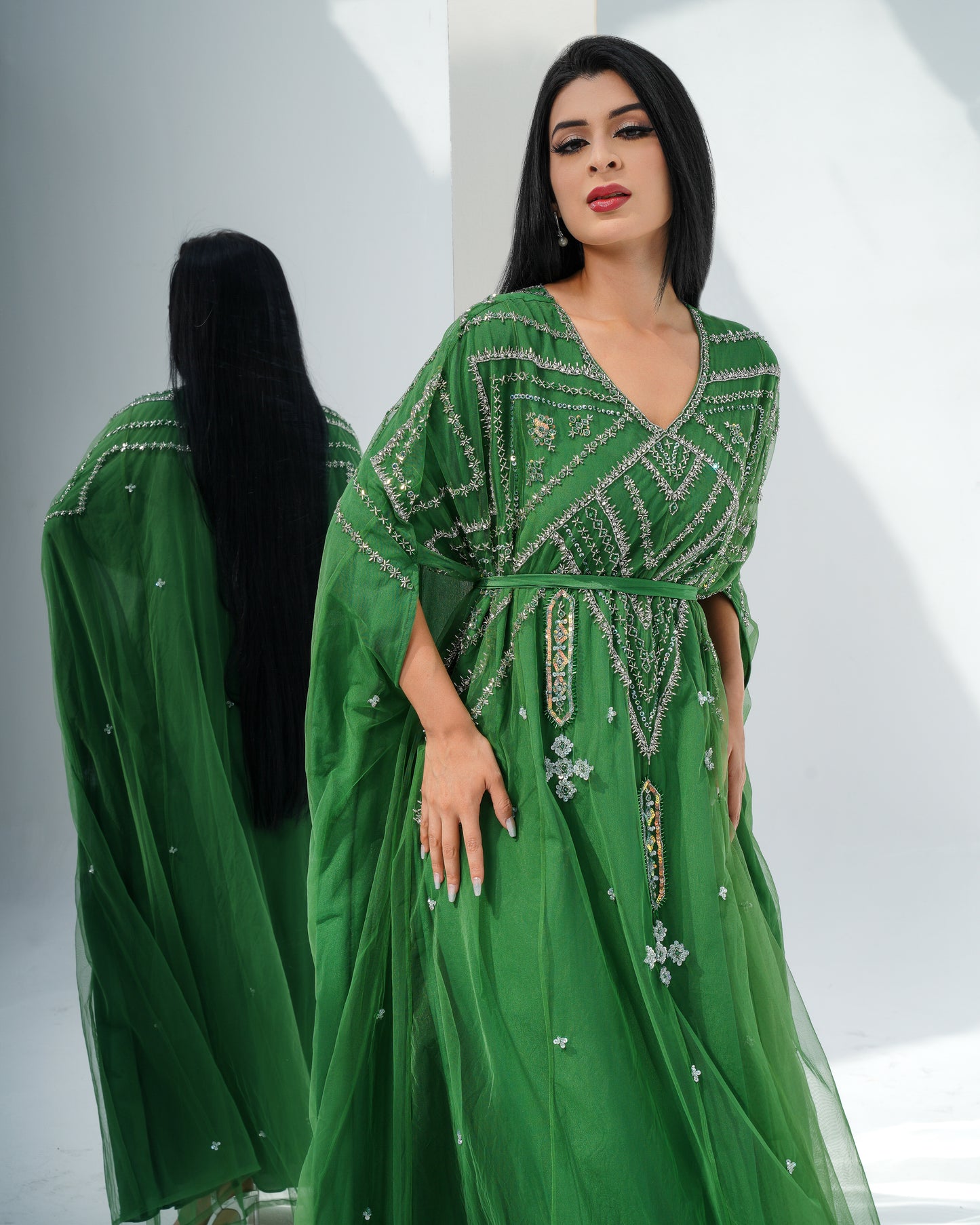 electric green Louise kaftan