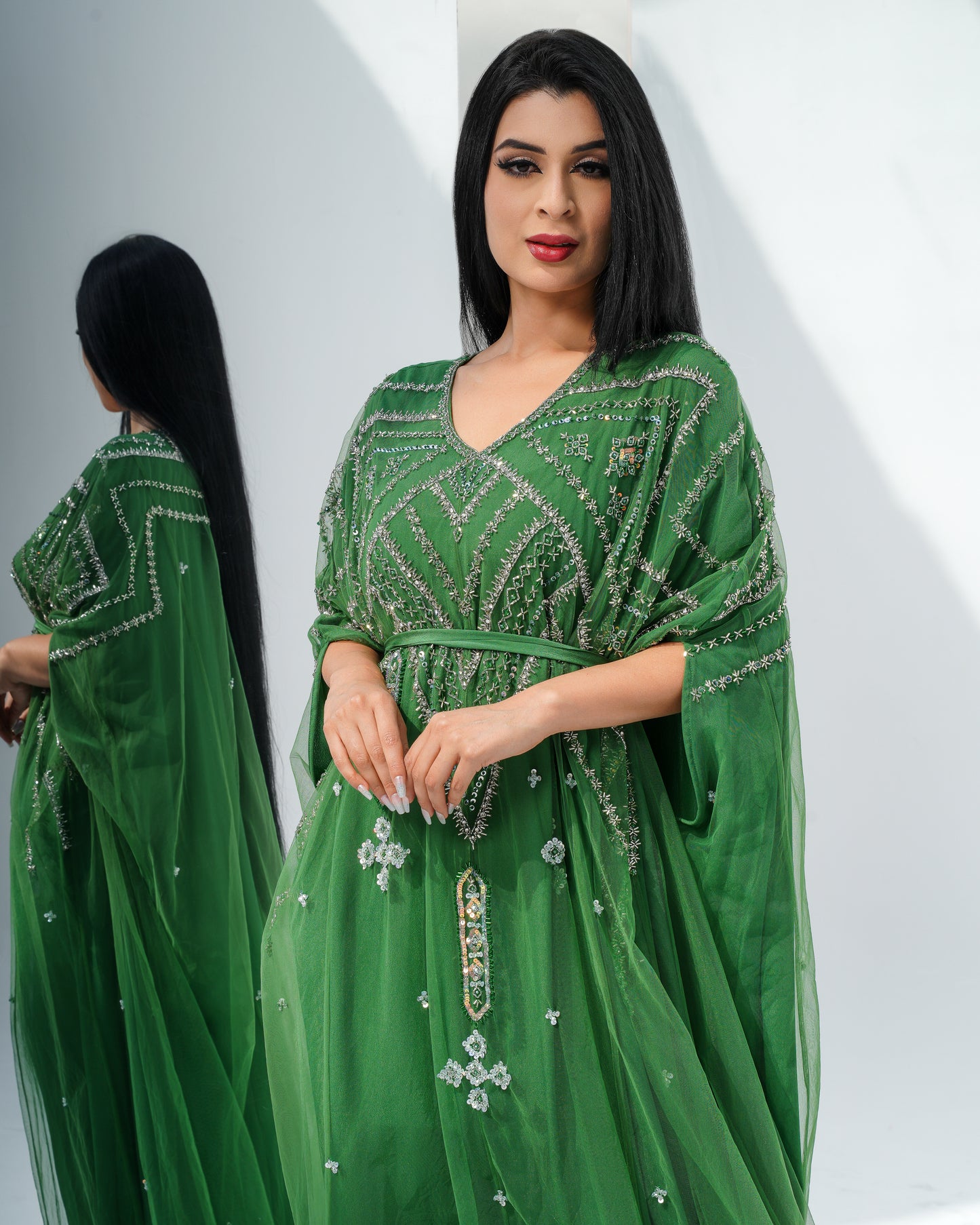 electric green Louise kaftan