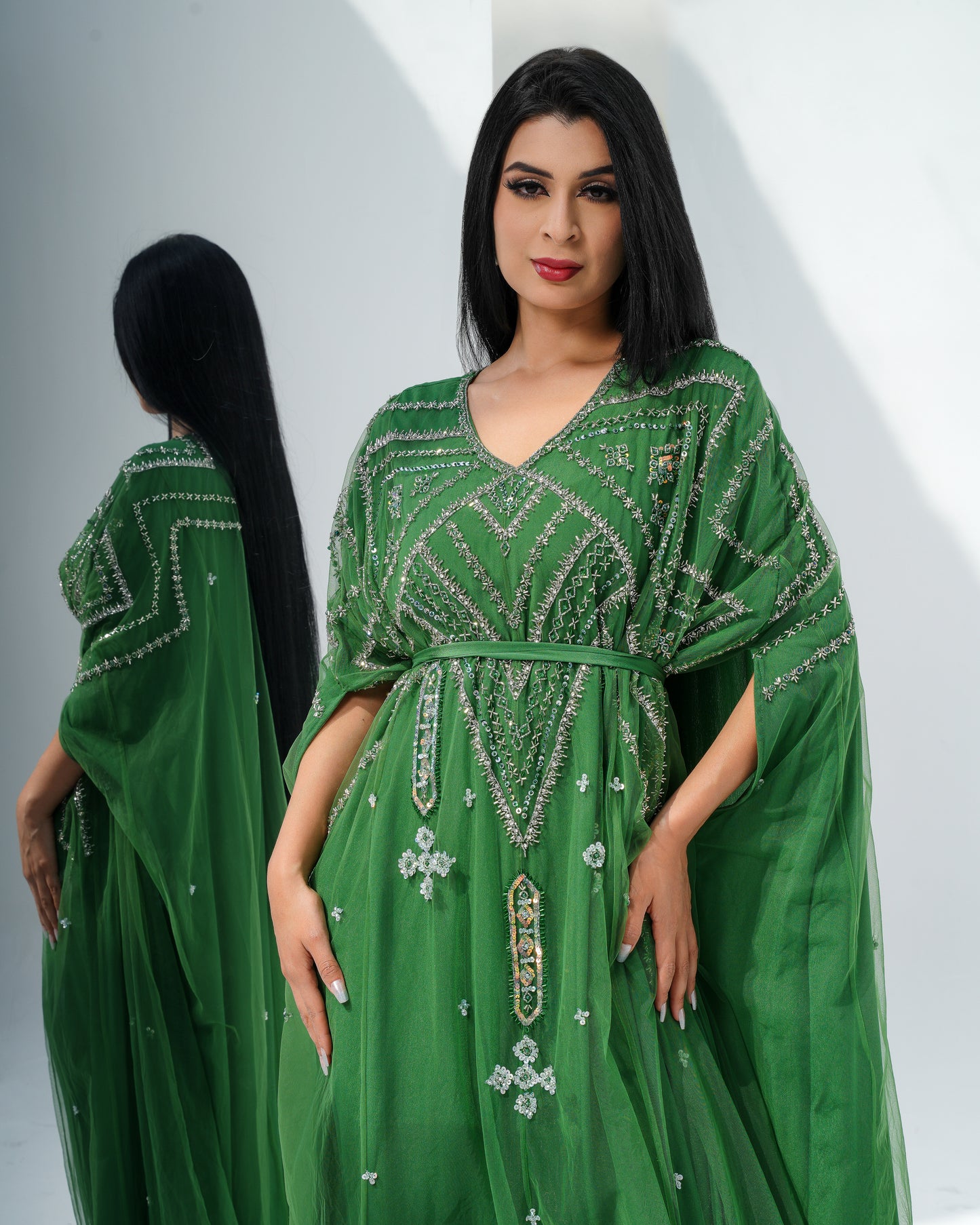 electric green Louise kaftan