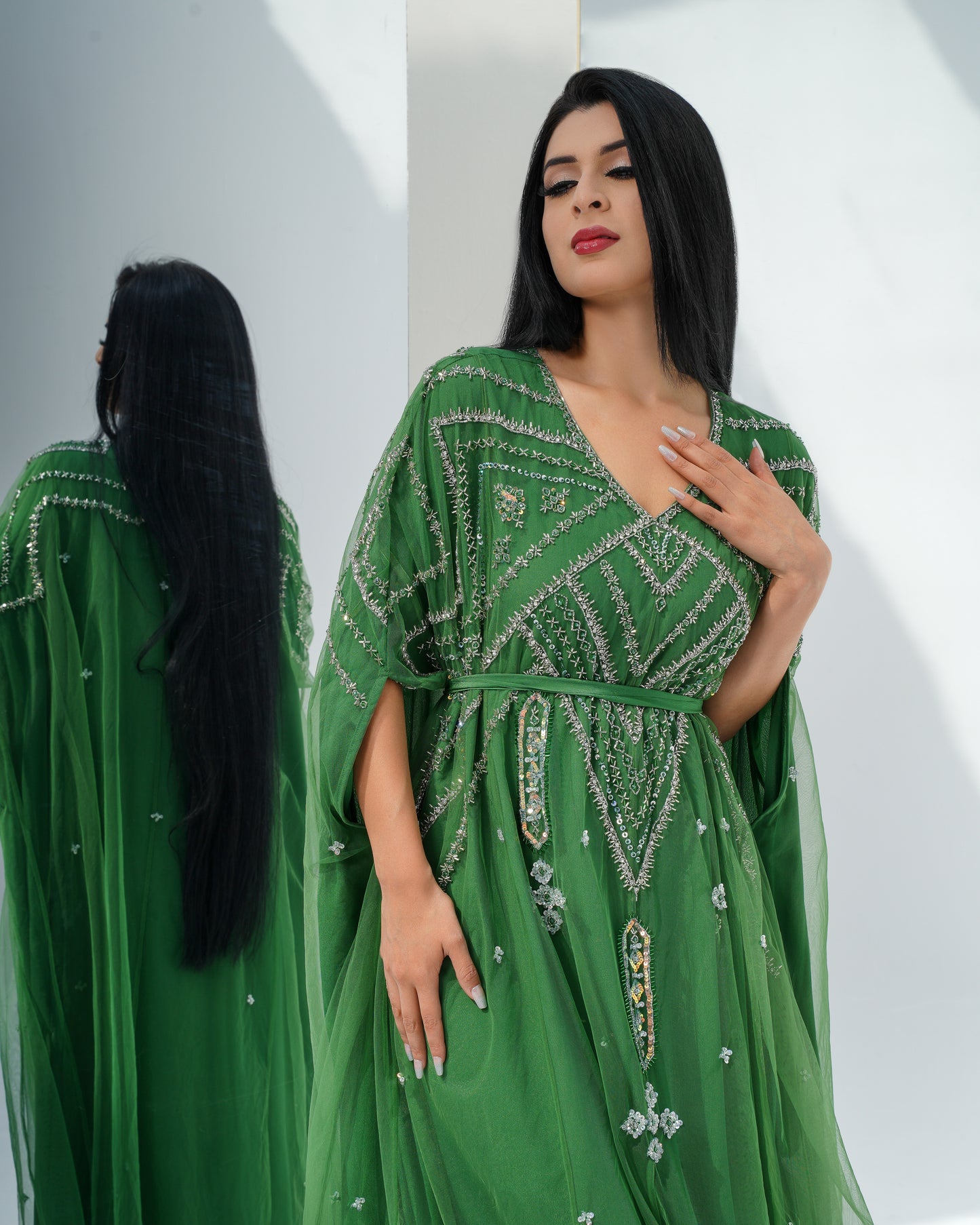 electric green Louise kaftan