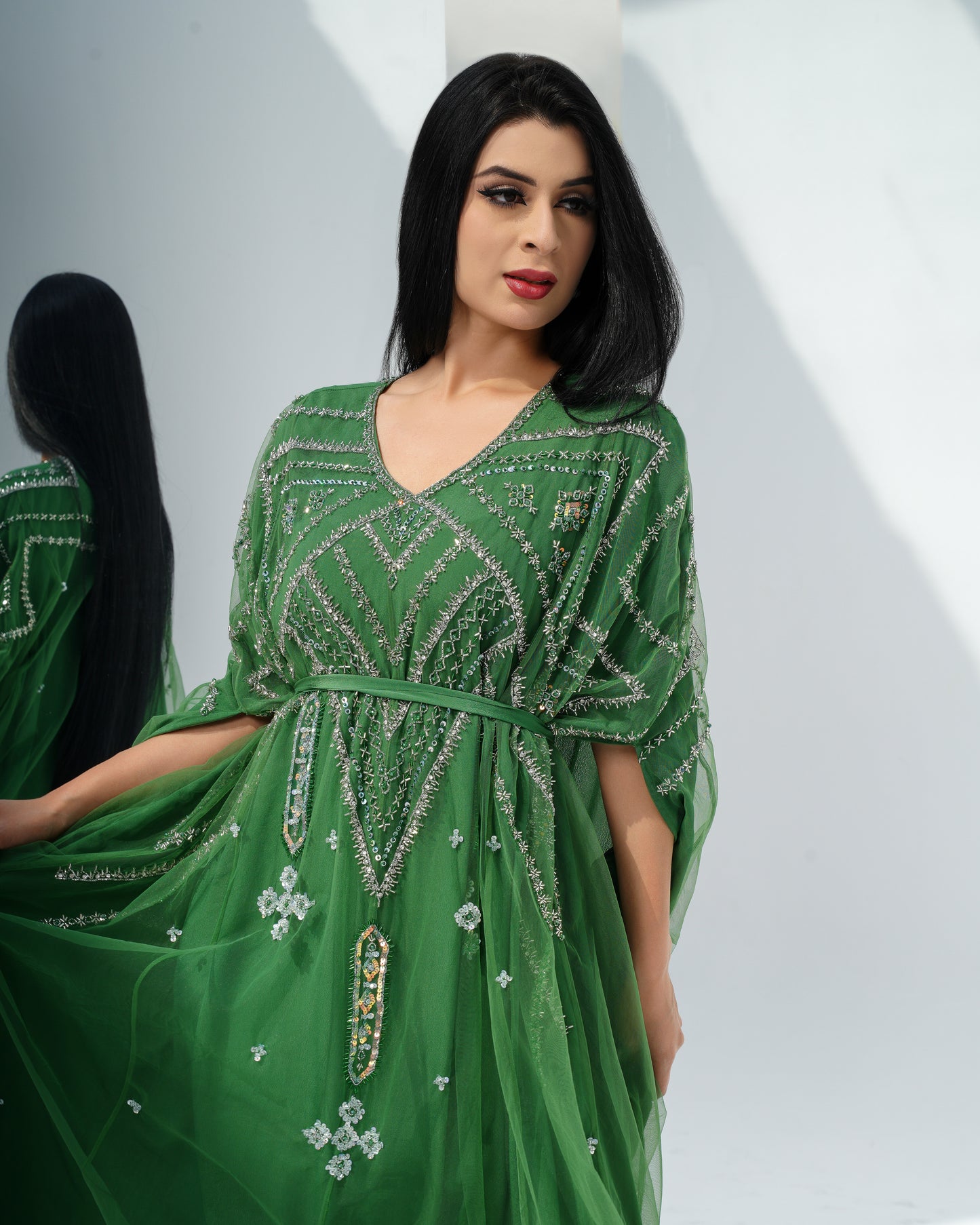 electric green Louise kaftan
