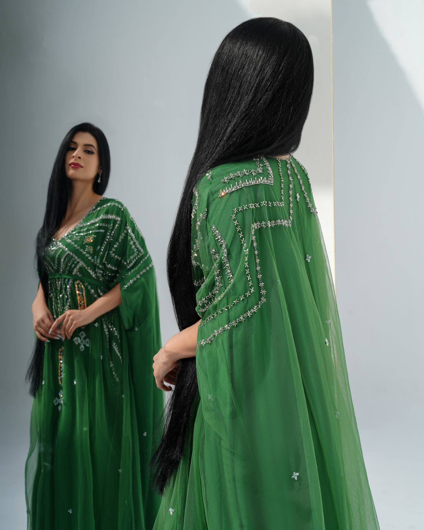 electric green Louise kaftan