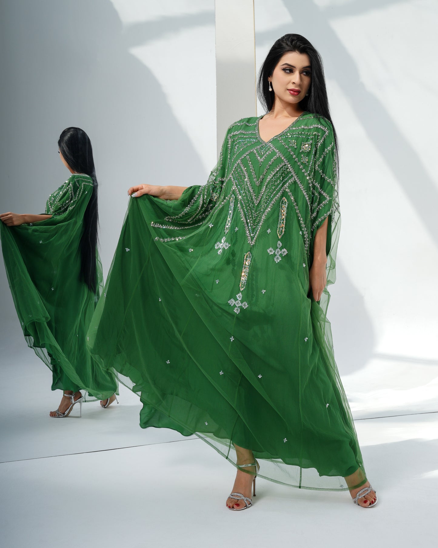 electric green Louise kaftan