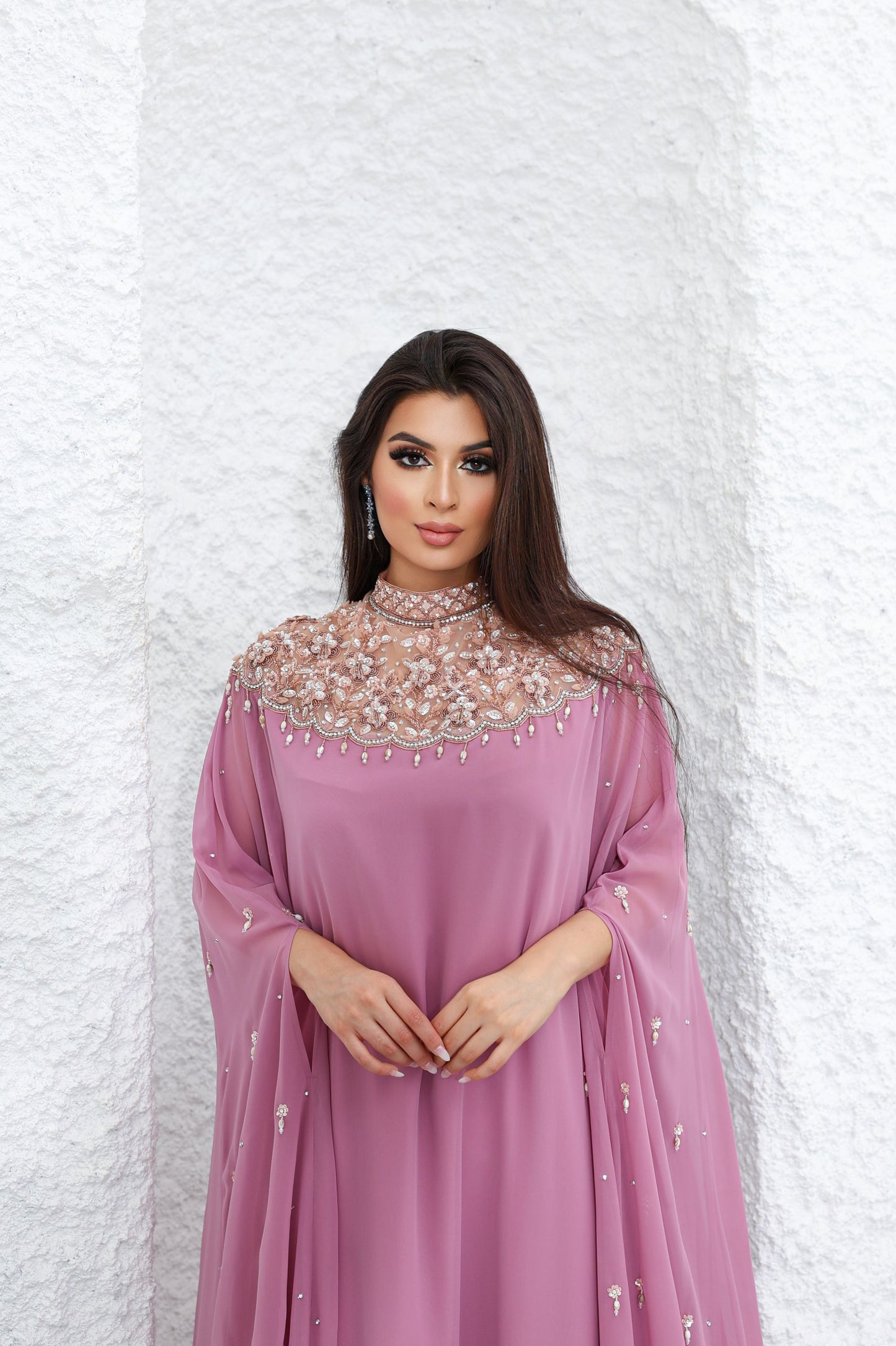 bright salmon pink sena kaftan