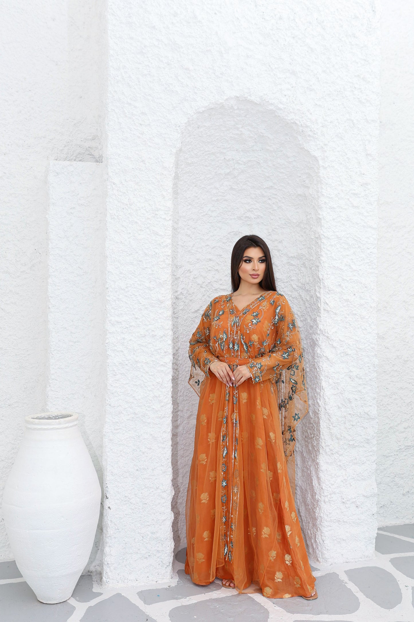 tangerine orange sena kaftan