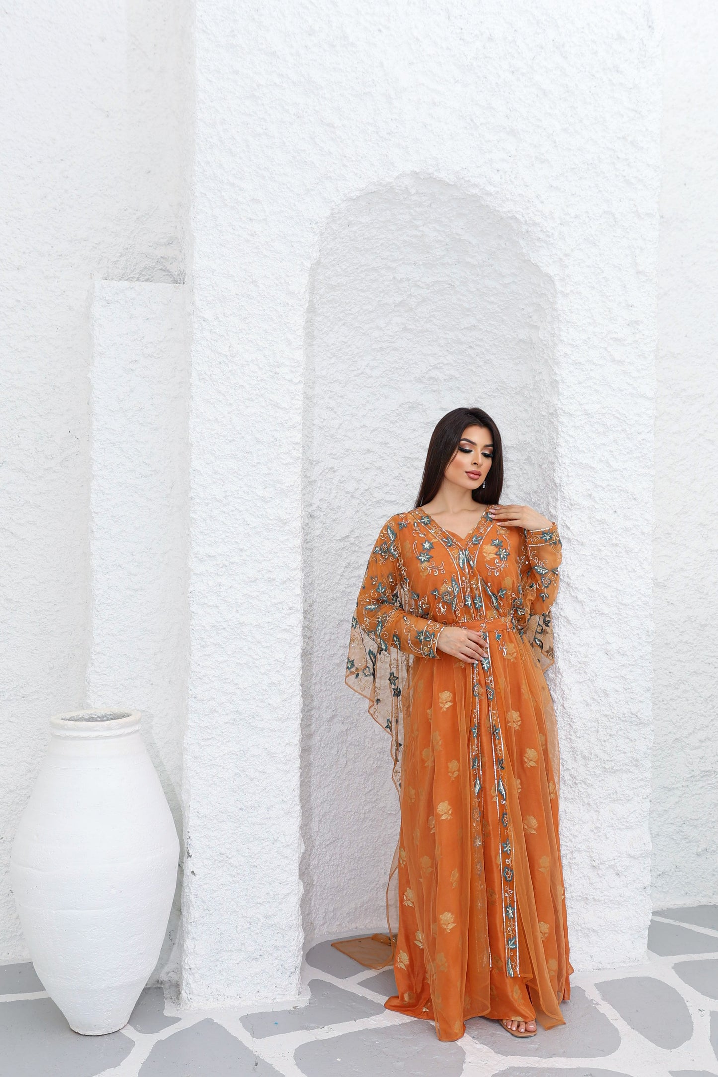 tangerine orange sena kaftan