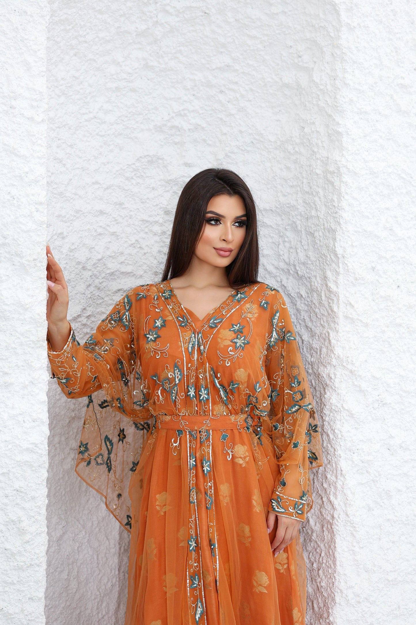 tangerine orange sena kaftan