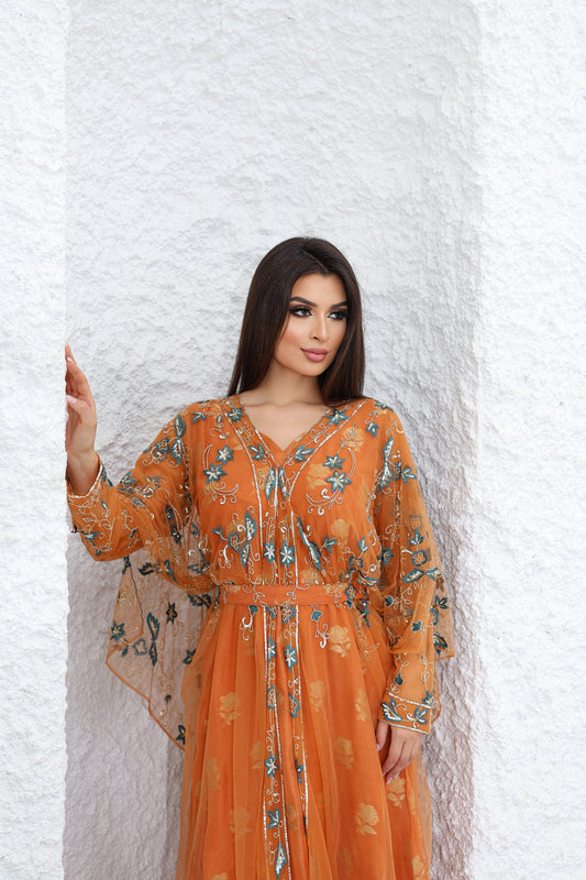 tangerine orange sena kaftan